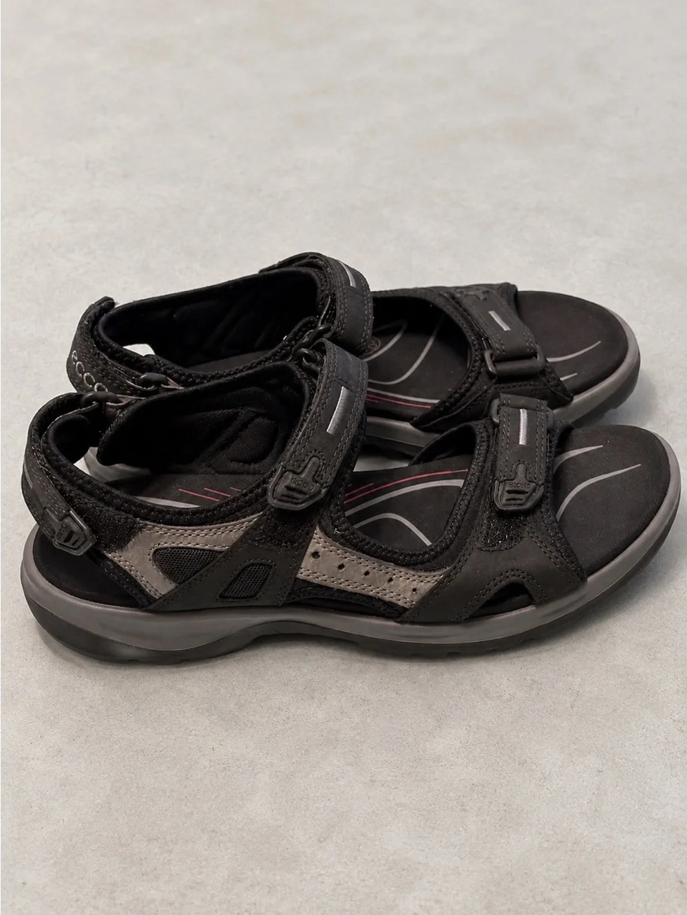 Ecco Womens Yucatan Sandals Size 9 Black Adjustable Hiking Sport Shoes Active